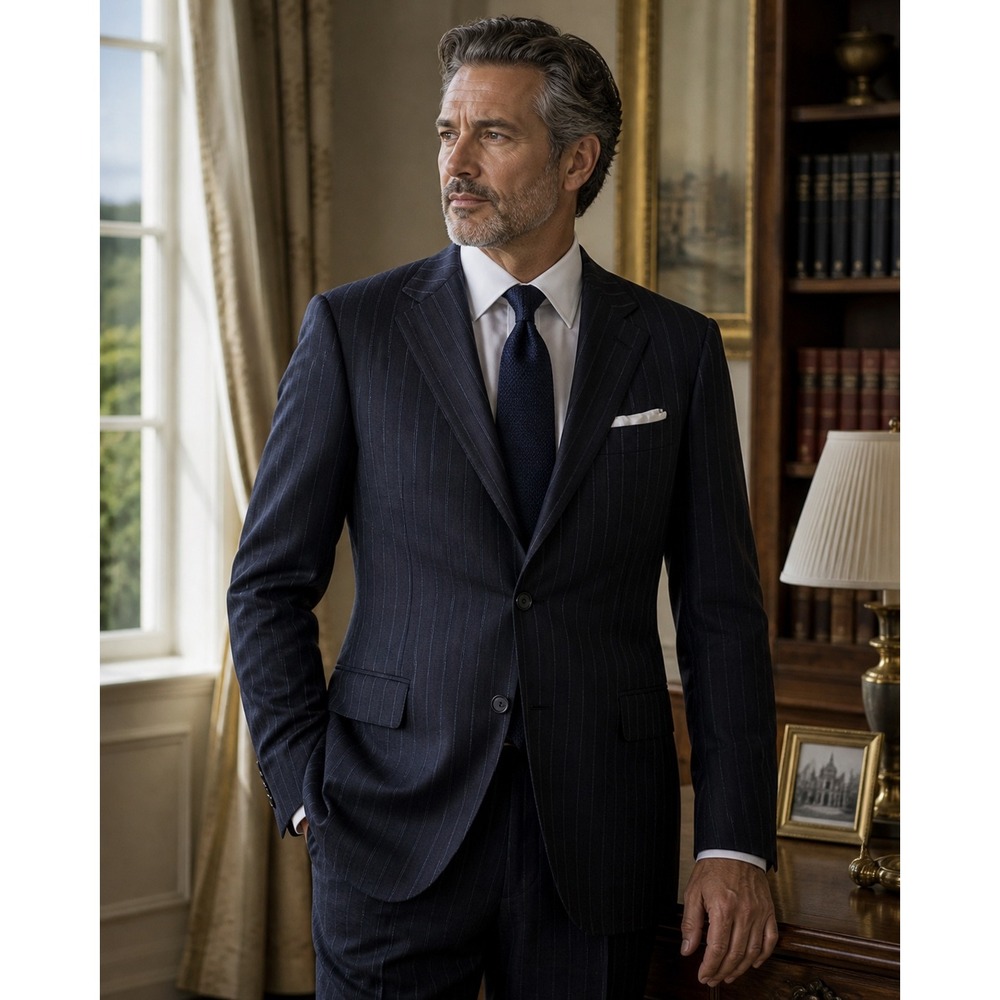 Ermenegildo Zegna Trofeo Wool Pinstripe Blazer Saks Fifth Avenue Navy Blue 52R